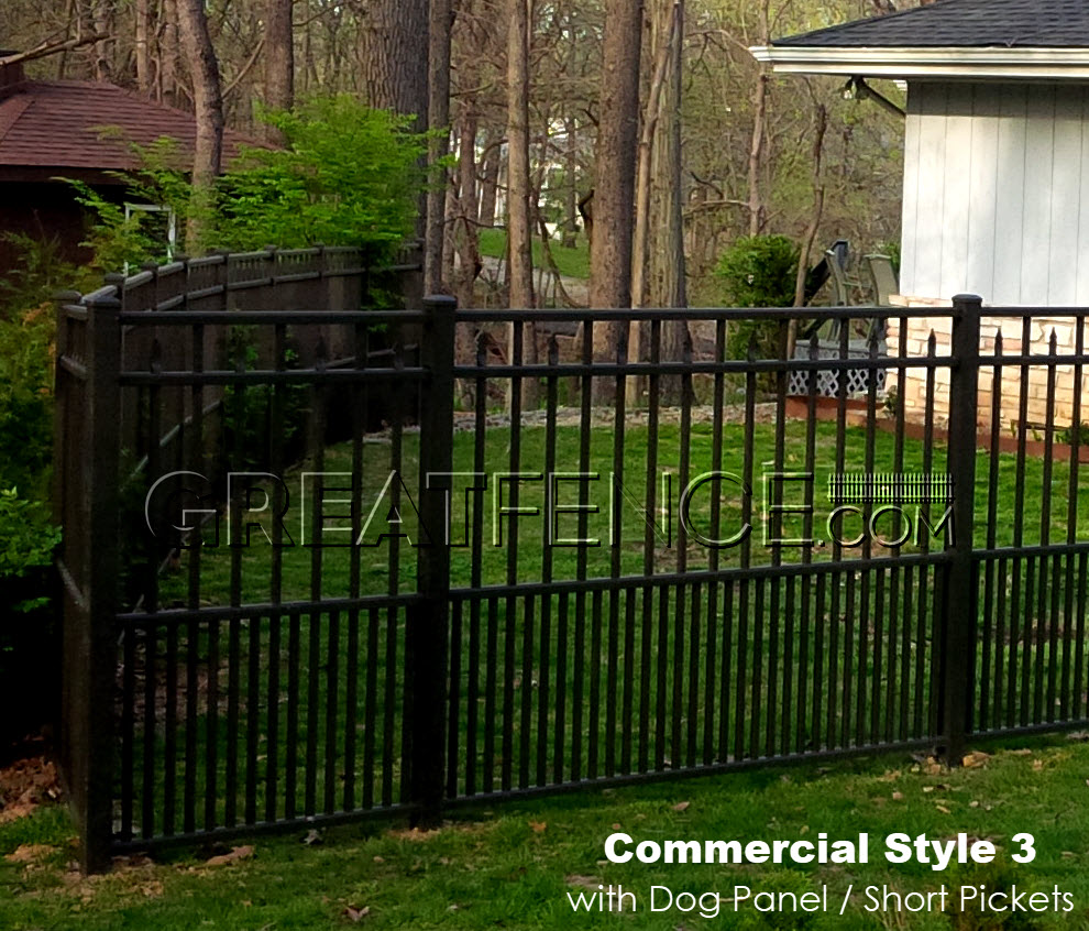 Black Aluminum Fence with Puppy Pickets