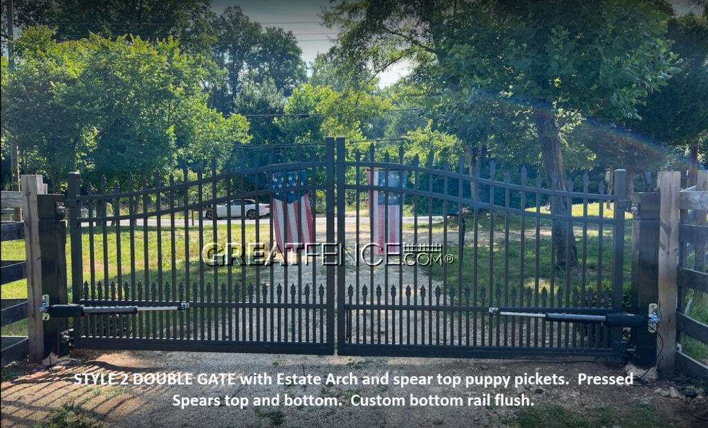 Aluminum Estate Gate - STYLE 2 with spear top puppy pickets