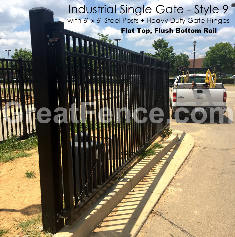 Large industrial single gate - flat top flush bottom rail.