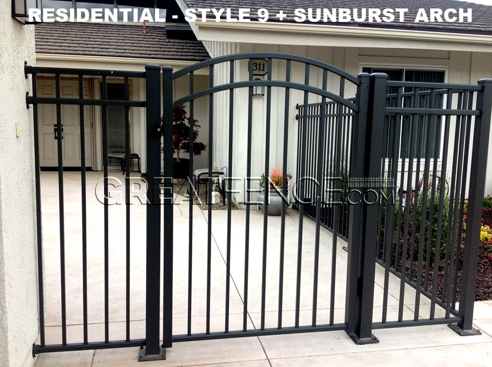 Arched Residential Single Gate with Sunburst Arch