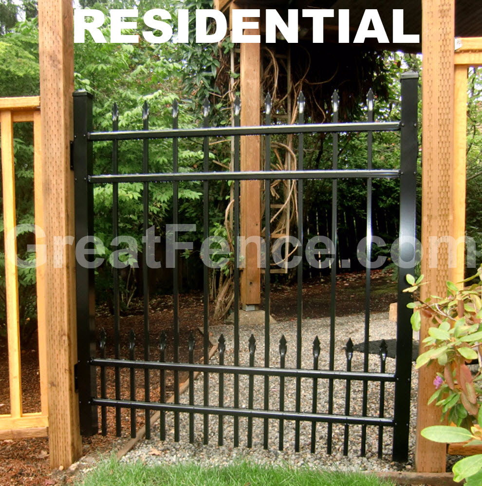 Residential Single Gate Classic Spear Top with Spear Top Puppy Pickets