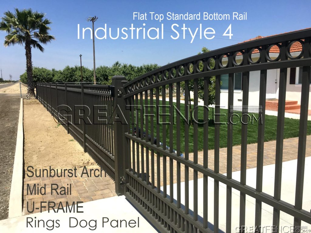 Industrial Double Gate with Arch, Rings, Puppy Pickets, Mid Rail and U-FRAME