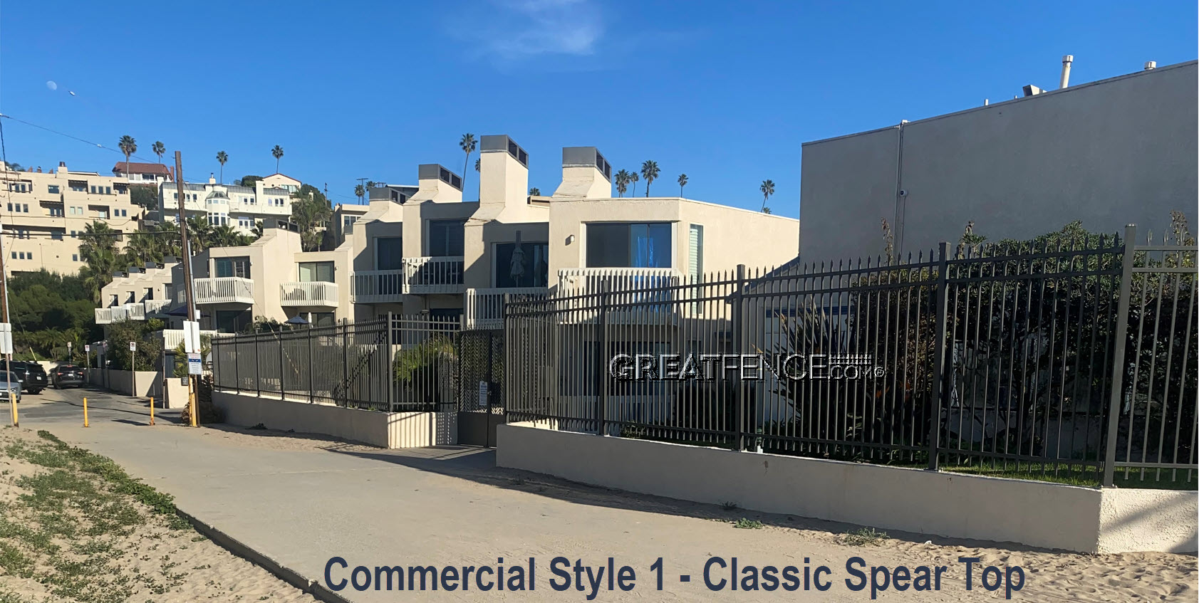 Commercial Aluminum Fence - Style 1 - Classic Spear Top - Playa Del Rey - 2