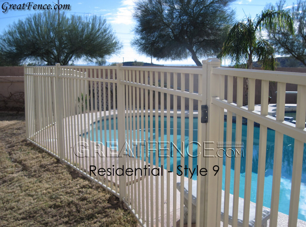 beige aluminum pool fencing