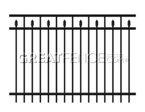 Aluminum Fence Panel STYLE 3 with pressed spears 3-Rails