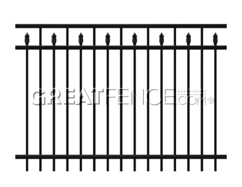 Aluminum Fence Panel STYLE 3 with pressed spears 3-Rails