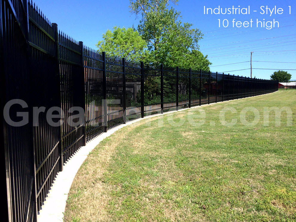 10 foot high industrial aluminum fencing.