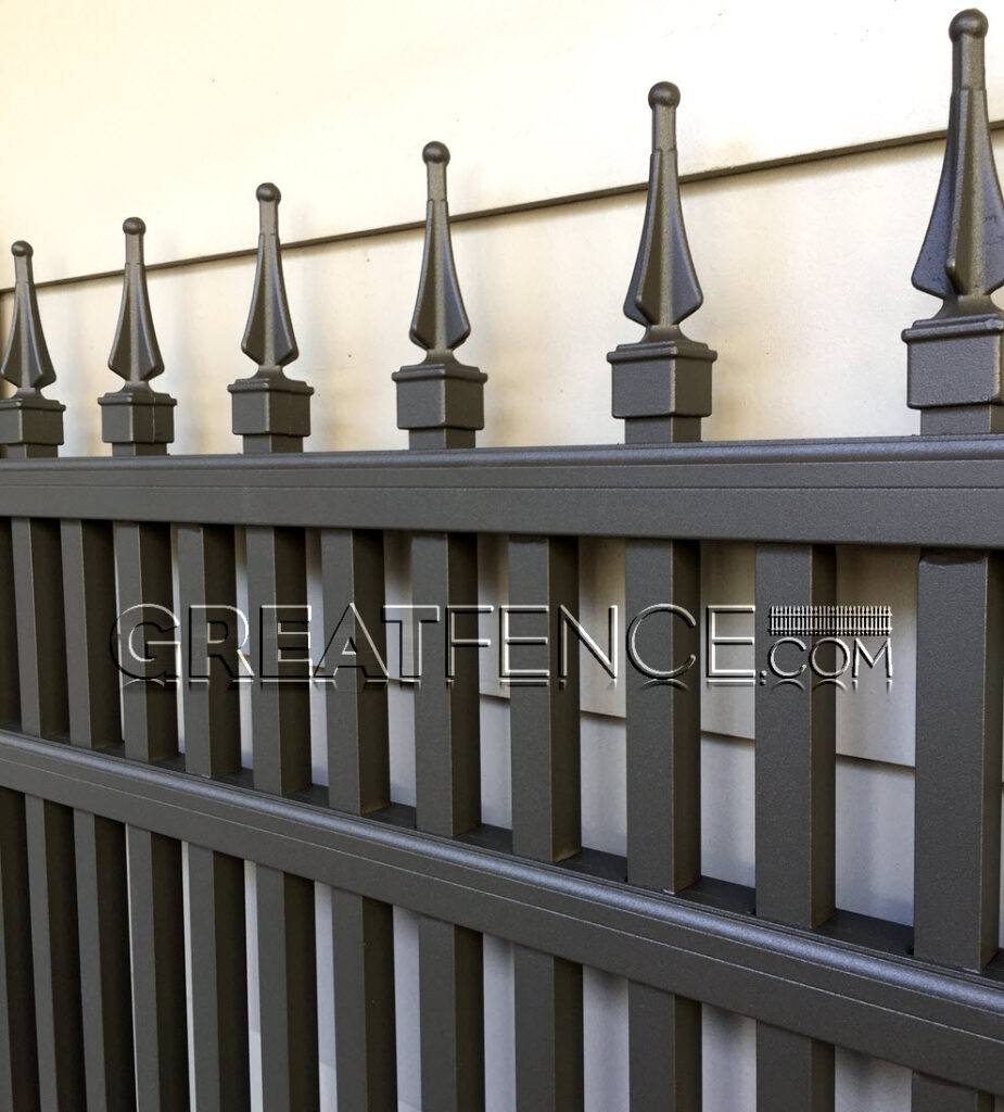 Bronze Aluminum Fence - Style 8 with Quad Finials