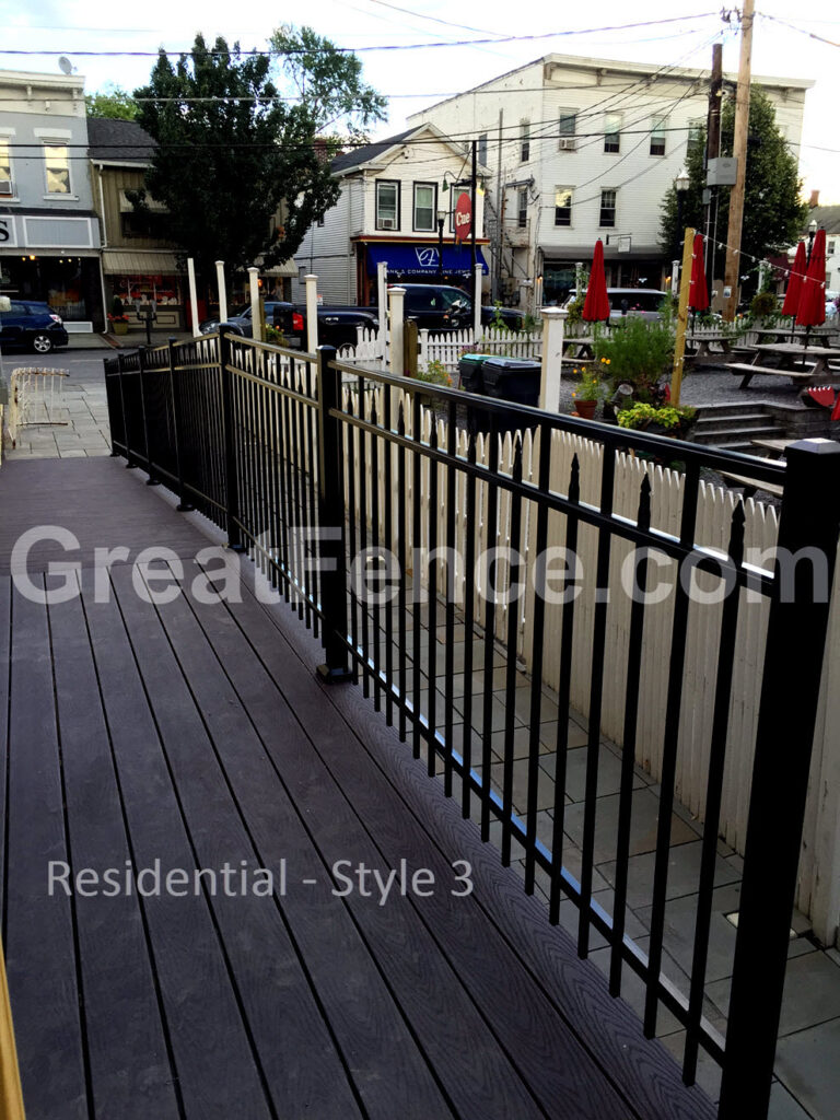 Black Aluminum Fence Style 3 surface mounted with welded plated posts