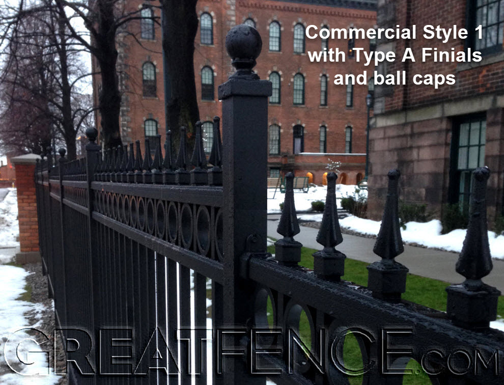 Black Commercial Fencing with finials