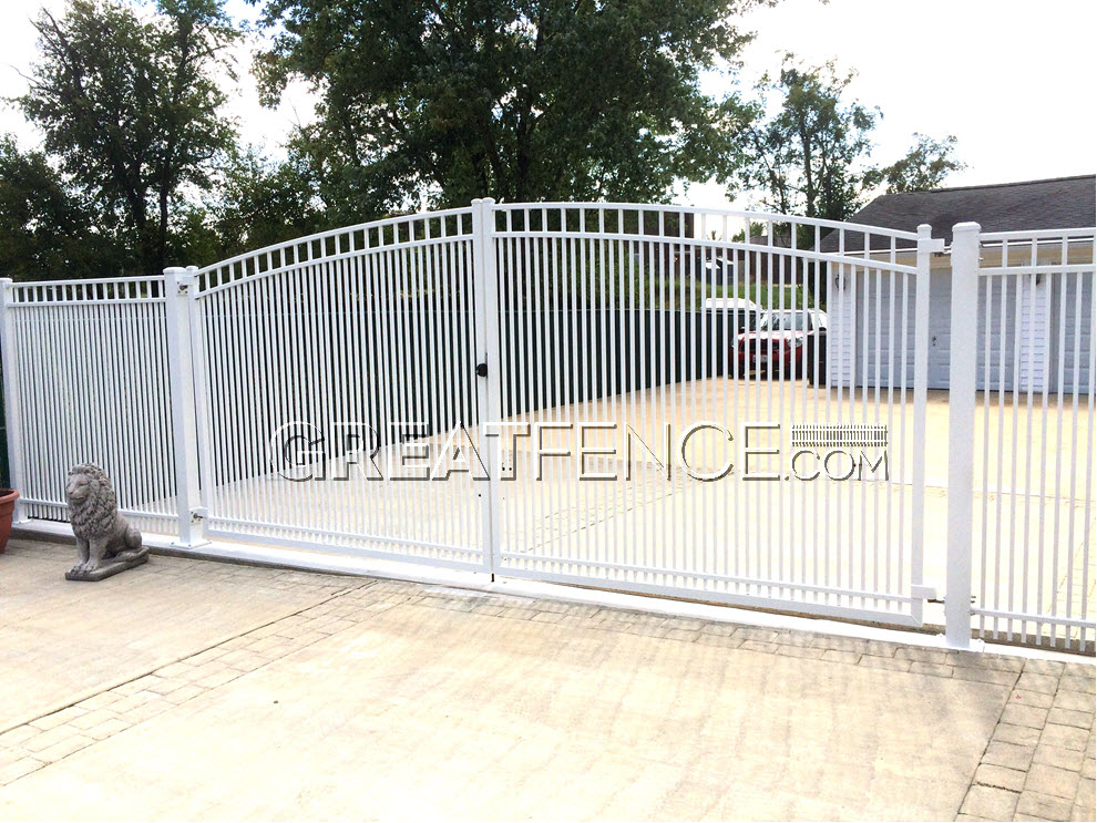 White Commercial Metal Fencing and Gate