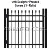 Aluminum Single Gate - Style 1 with designer pressed spears - 3 Rails