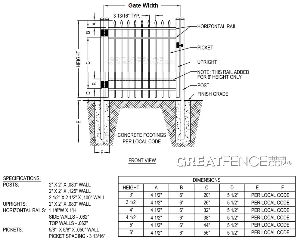 Shop Drawing: Residential Aluminum Single Gate - STYLE 1