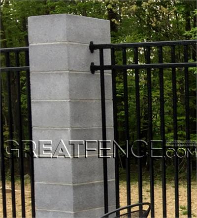 Mounting aluminum fence panels to stone columns