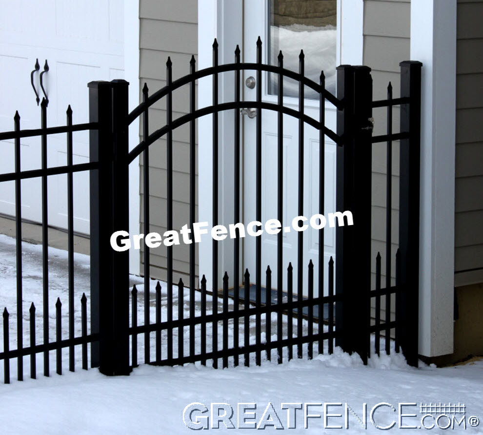 Residential Aluminum Single Gate - STYLE 2 with pressed spears, black