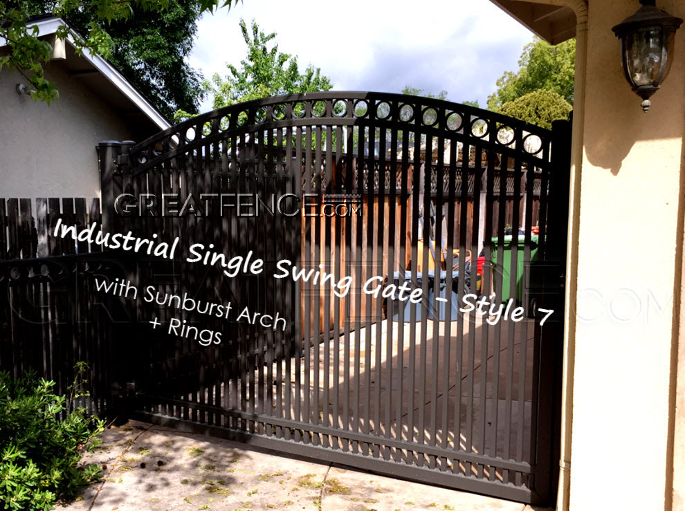 Industrial Single Gate with sunburst arch, rings and U-FRAME