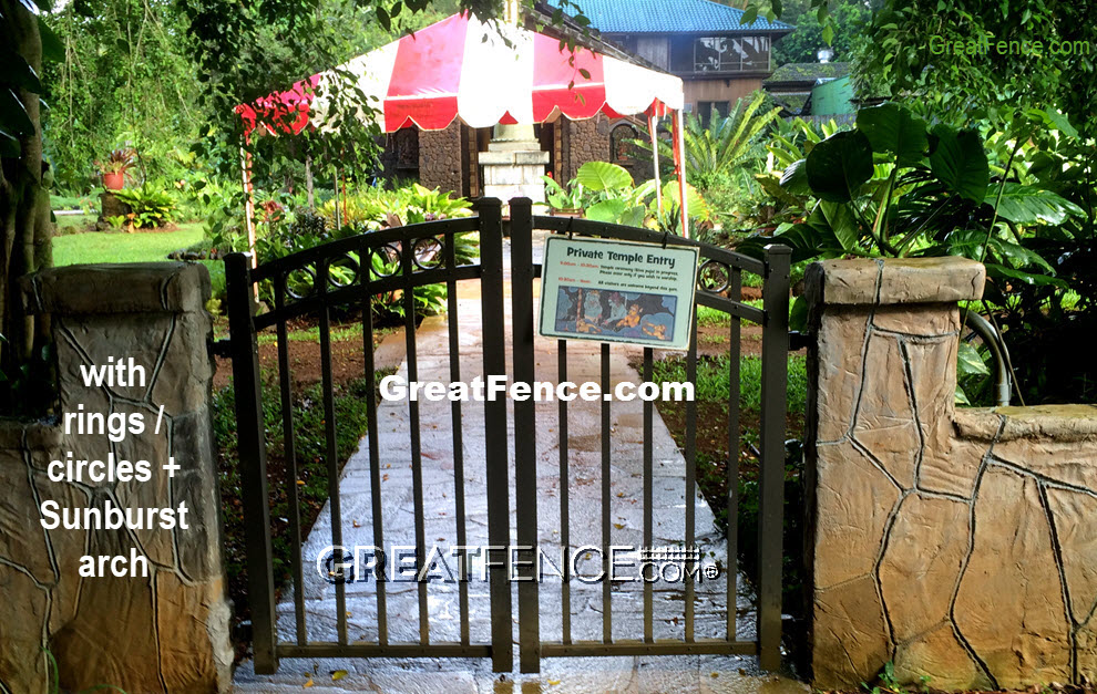 Commercial Double Gate STYLE 9 with Rings / Circles + Sunburst Arch