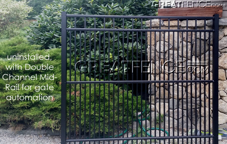Commercial Aluminum Single Gate - STYLE 7 with mid rail for automation - uninstalled