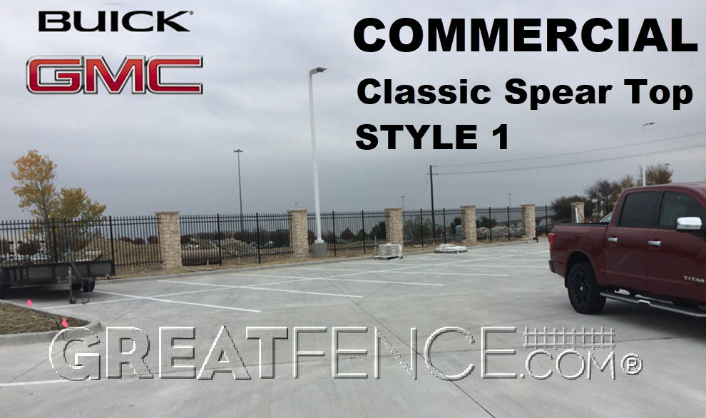 Commercial Aluminum Fence - STYLE 1 - GMC Parking Lot