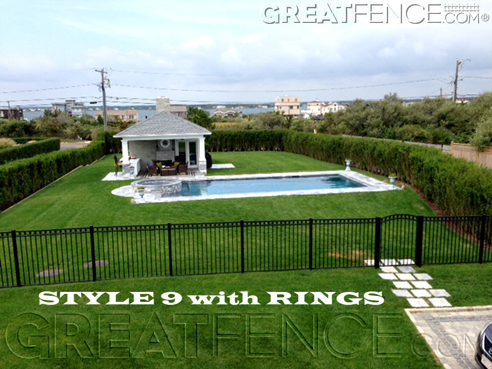 Aluminum Pool Fence STYLE 9 with RINGS