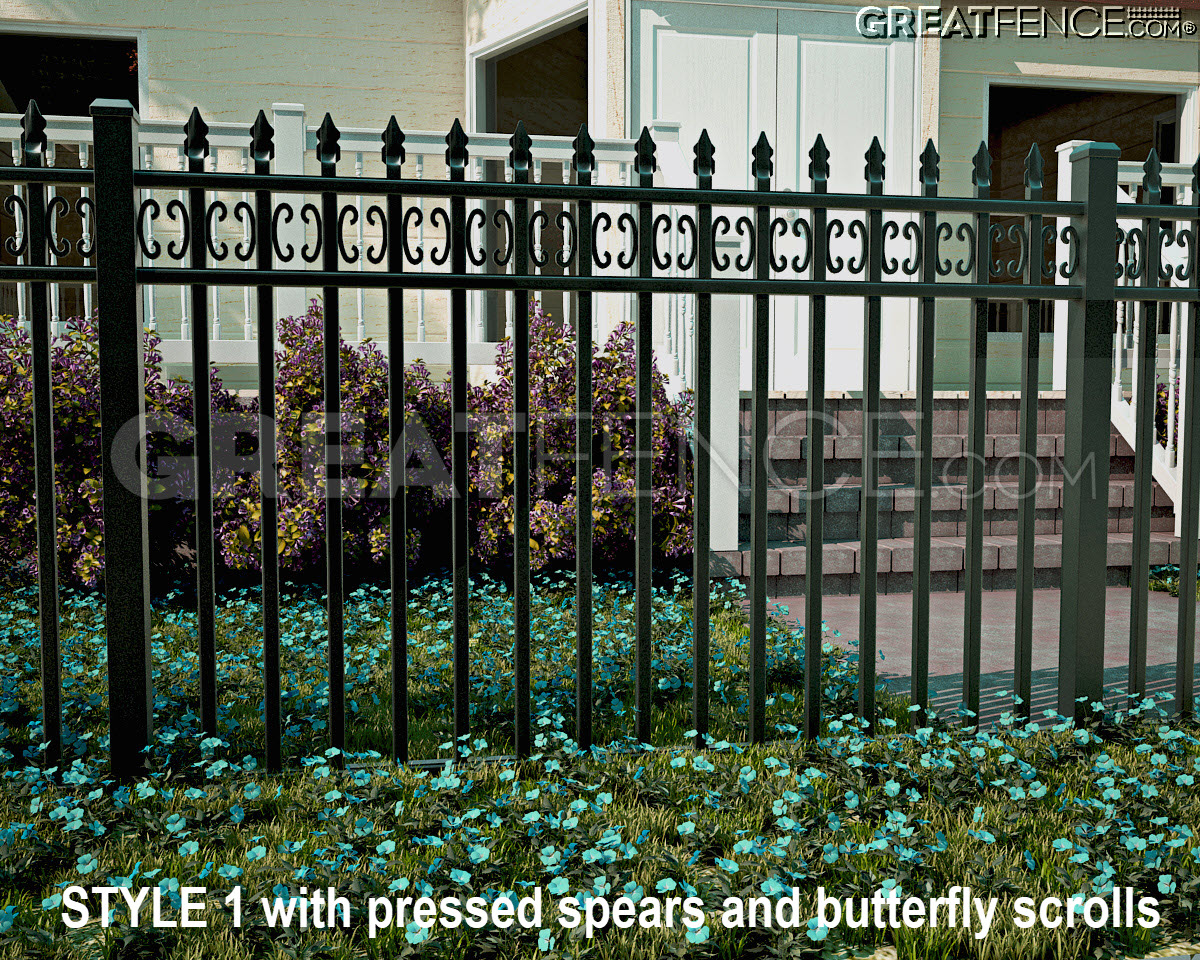 Aluminum Fence Panel - STYLE 1 with butterfly scrolls