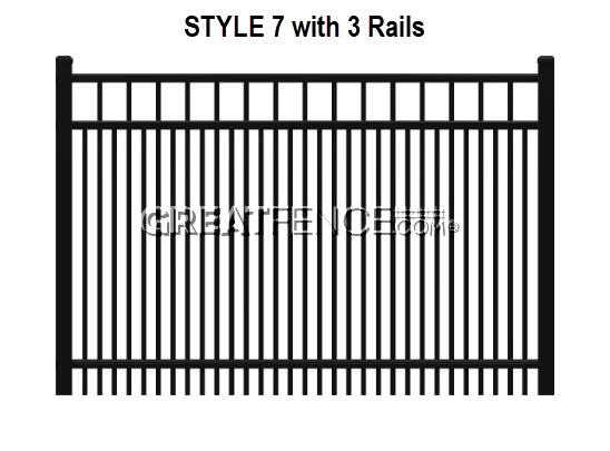 Aluminum Fence Panel STYLE 7 with 3 Rails