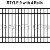 Aluminum Fence Panel STYLE 9 with 4 Rails