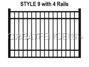 Aluminum Fence Panel STYLE 9 with 4 Rails