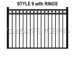 Aluminum Fence Panel STYLE 9 with RINGS