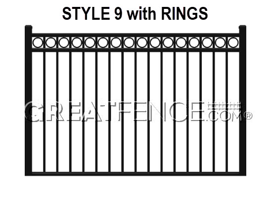 Aluminum Fence Panel STYLE 9 with RINGS