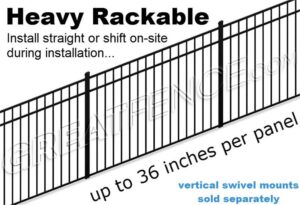 STYLE 9 Aluminum Fence Panel configuration: Heavy Rackable for steep slopes and/or hills