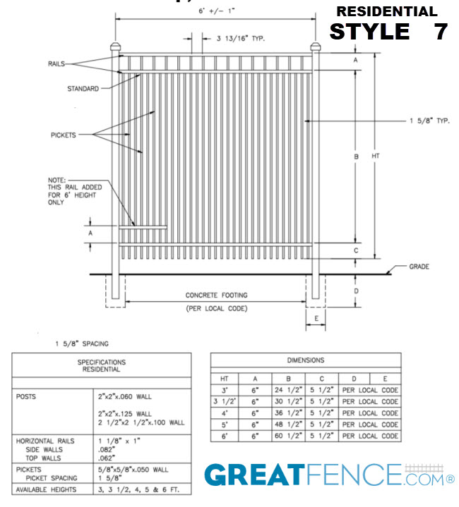 Shop Drawing: Residential Fence Panel - STYLE 7