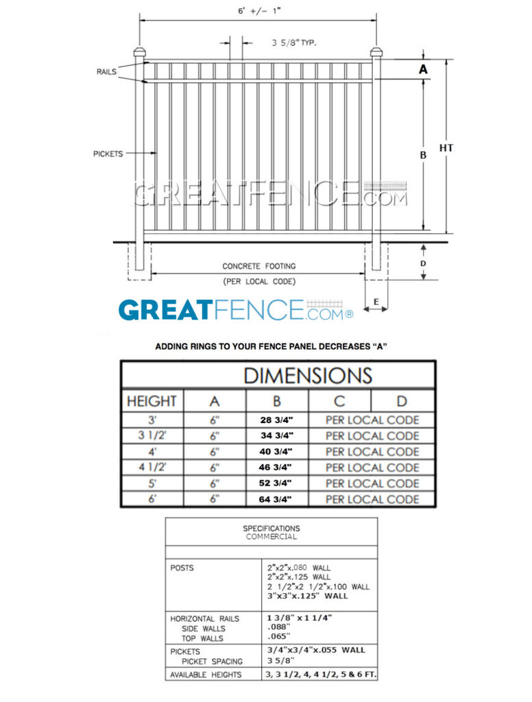 Shop Drawing: Commercial Aluminum Fence Panel - STYLE 9