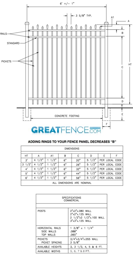 Shop Drawing: Commercial Aluminum Fence Panel - STYLE 2