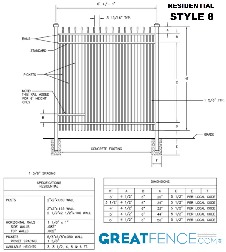 Shop Drawing: Residential Fence Panel - STYLE 8