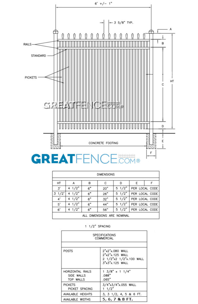 Shop Drawing: Commercial Aluminum Fence Panel - STYLE 8