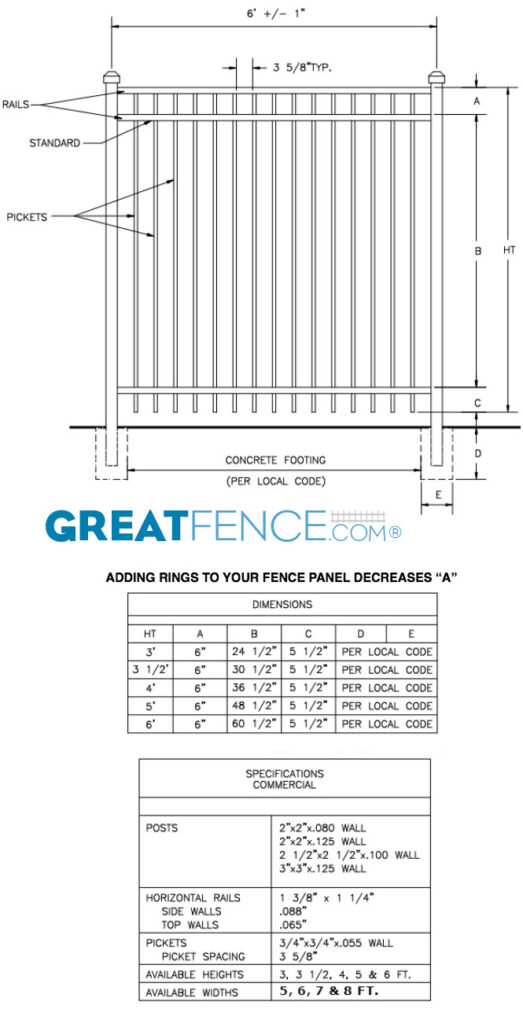 Shop Drawing: Commercial Aluminum Fence Panel - STYLE 4