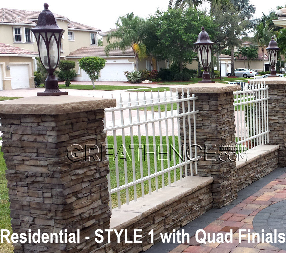 Residential Aluminum Fence with Quad Finials in white