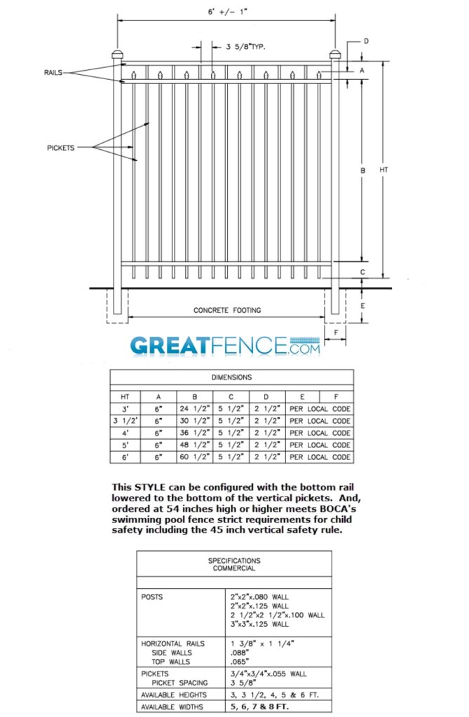 Shop Drawing: Commercial Aluminum Fence Panel - STYLE 3