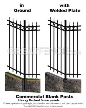 Aluminum Blank Post for Heavy Racked Commercial Aluminum Fence Panels