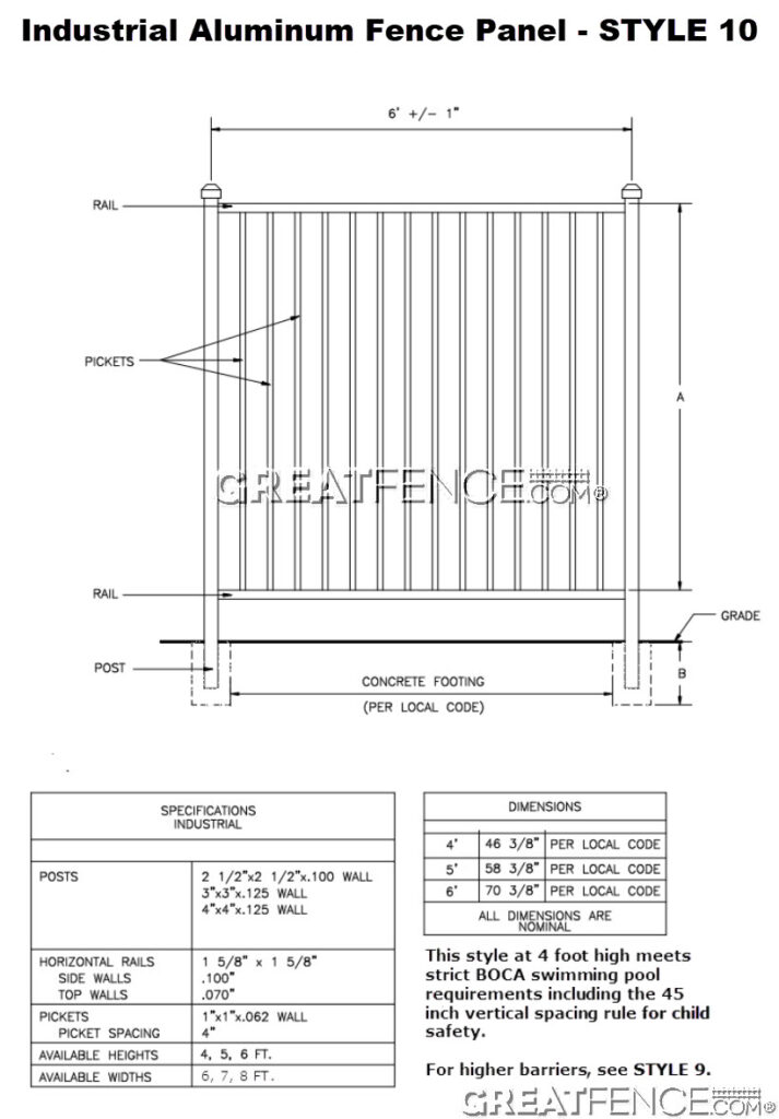 Shop Drawing: Industrial Aluminum Fence Panel - STYLE 10