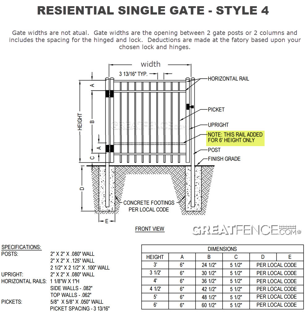 Shop Drawing: Residential Single Gate - STYLE 4