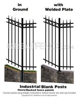 Aluminum Blank Posts for Heavy Racked Industrial Aluminum Fence Panels