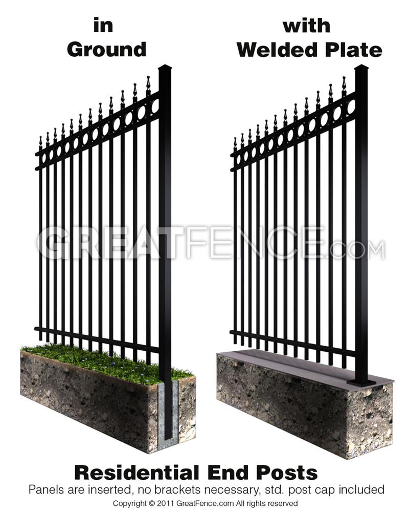 Residential Aluminum End Posts | Aluminum Fence and Gate Store ...