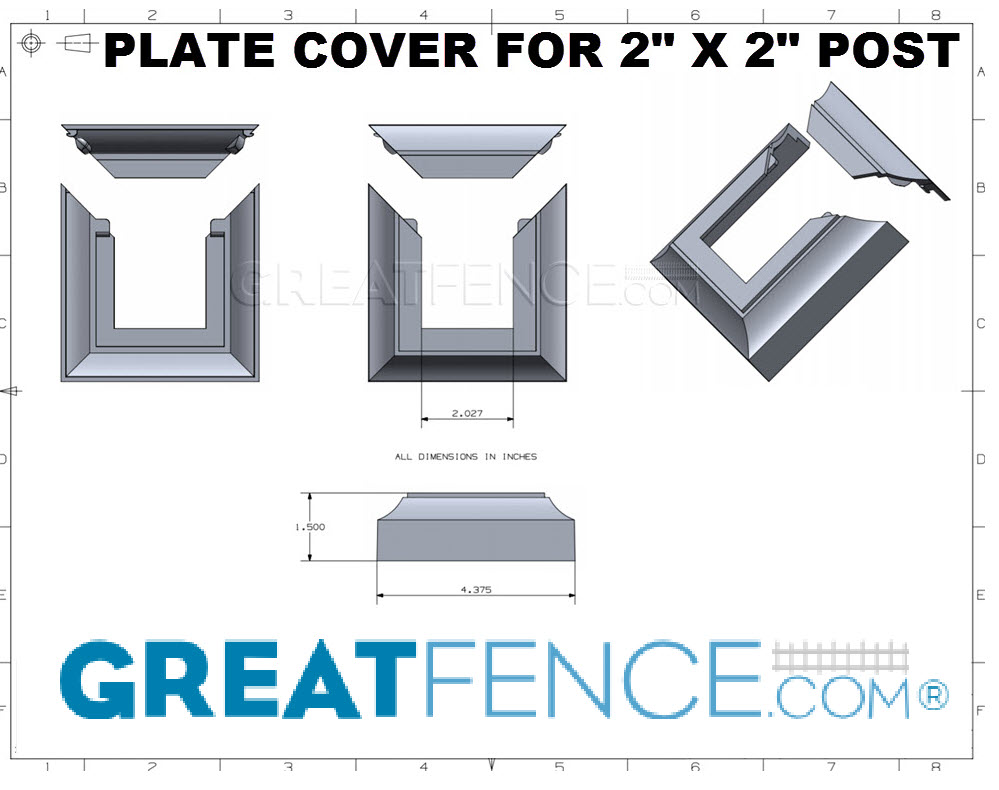 Shop Drawing: Plate Cover for 2" x 2" aluminum post