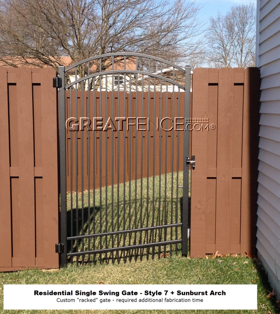 arched residential aluminum gate - STYLE 7 in bronze
