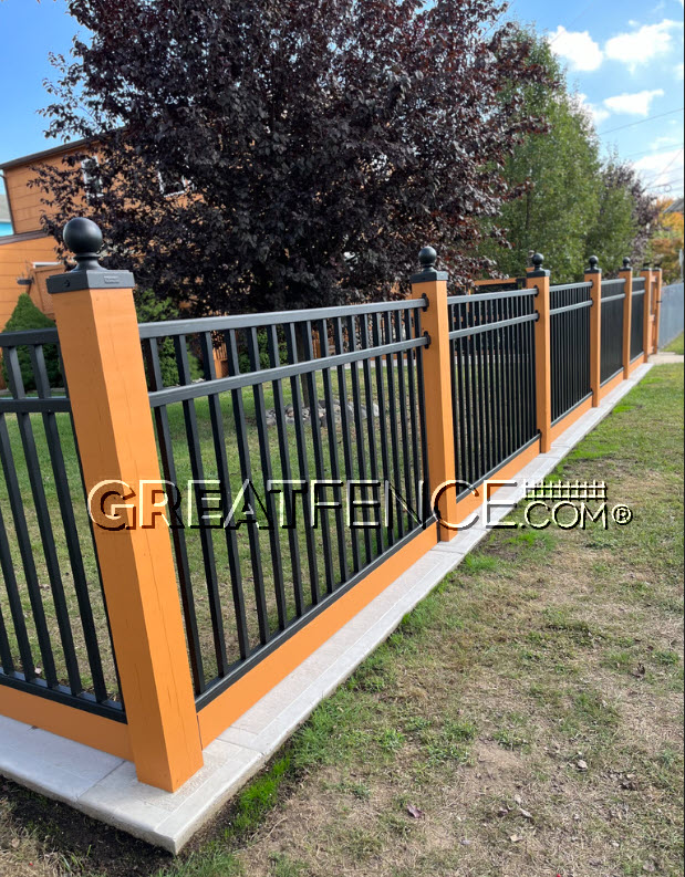 industrial aluminum fencing with wood posts