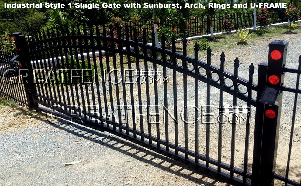 Industrial Single Gate - STYLE 1 with sunburst arch, rings and u-frame