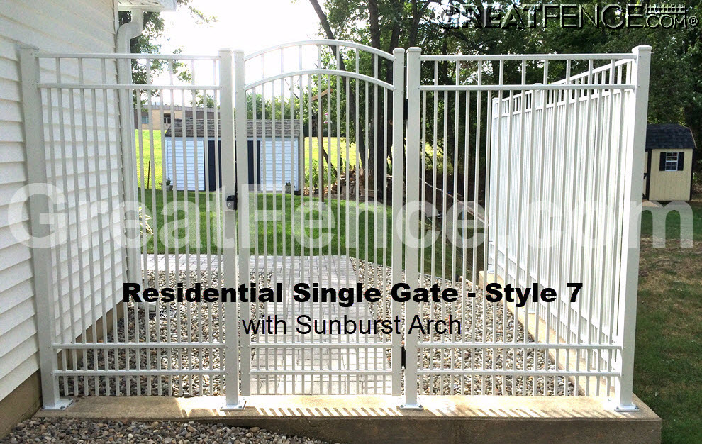 White Aluminum Gate STYLE 7 with sunburst arch