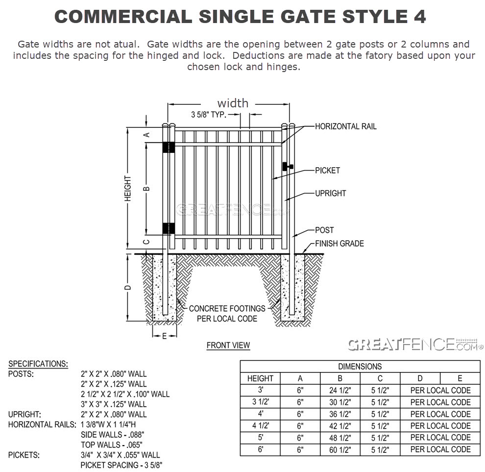 Shop Drawing: Commercial Single Gate STYLE 4